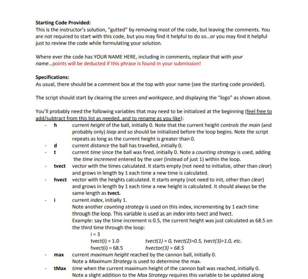 General Description: Write a Matlab script to | Chegg.com