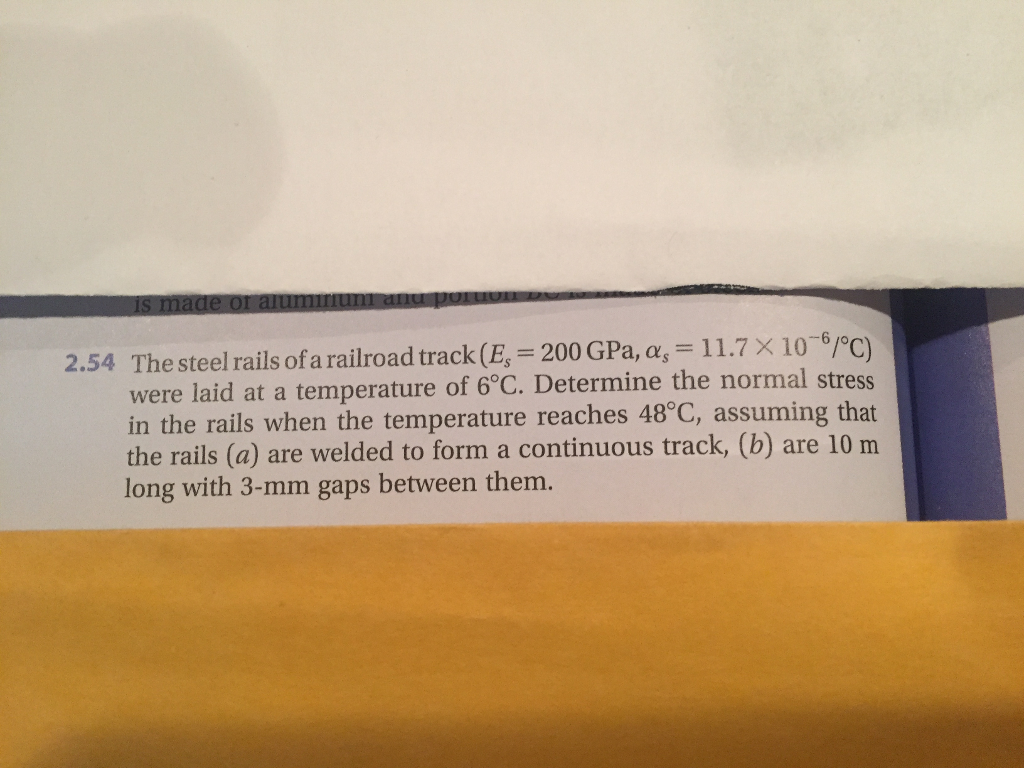 Solved The steel rails of a railroad track [E_s = 200 GPa, | Chegg.com