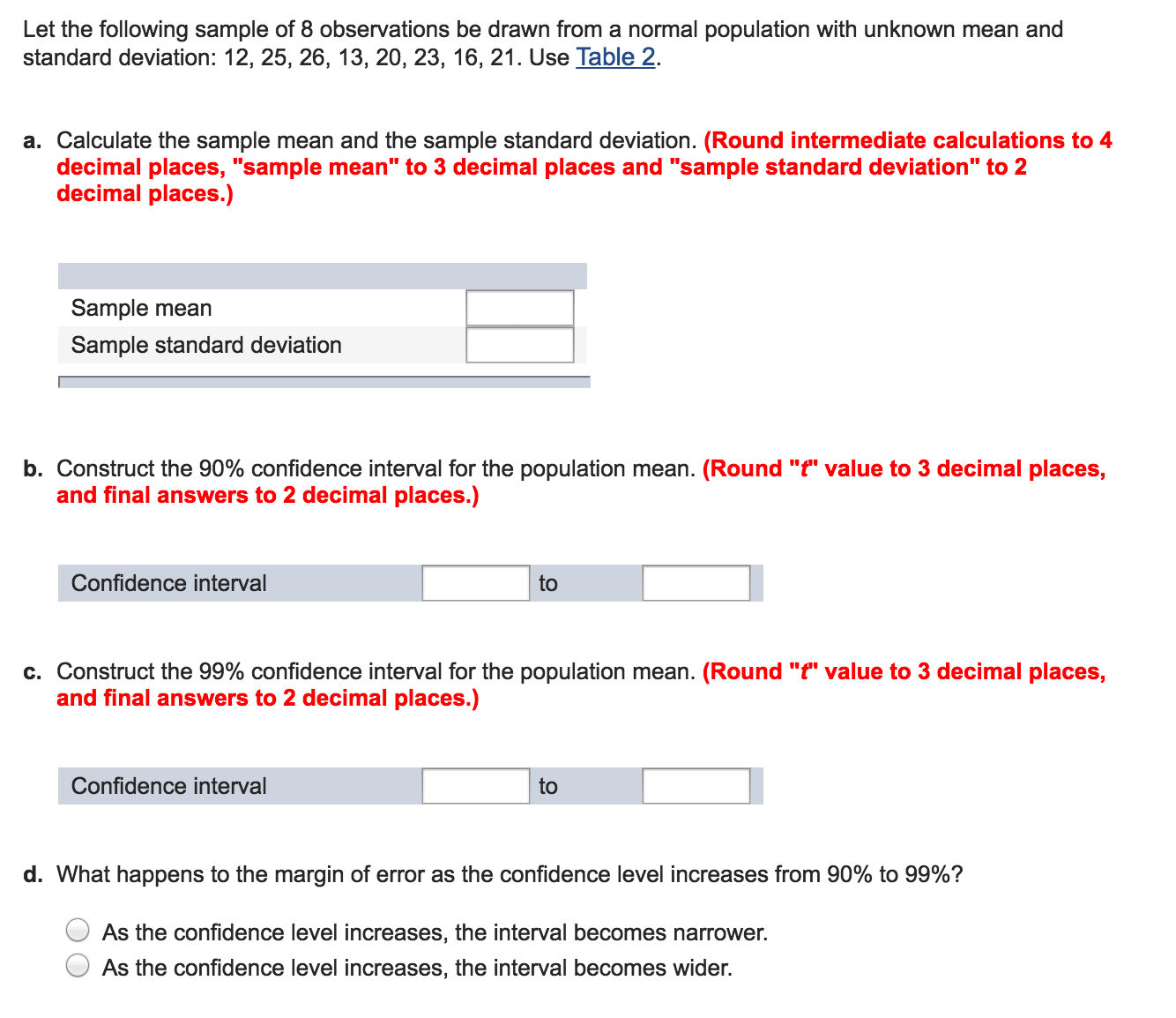 Solved Let the following sample of 8 observations be drawn | Chegg.com