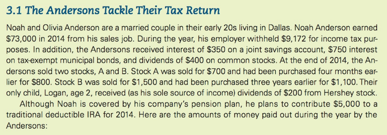 Solved 3.1 The Andersons Tackle Their Tax Return Noah and | Chegg.com