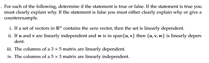Solved For each of the following, determine if the statement | Chegg.com