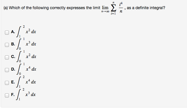 Solved definite integral question The answer is D. I just | Chegg.com