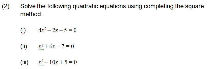 Solved Solve the following quadratic equations using | Chegg.com