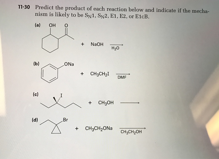 Solved Predict The Product Of Each Reaction Below And 1533