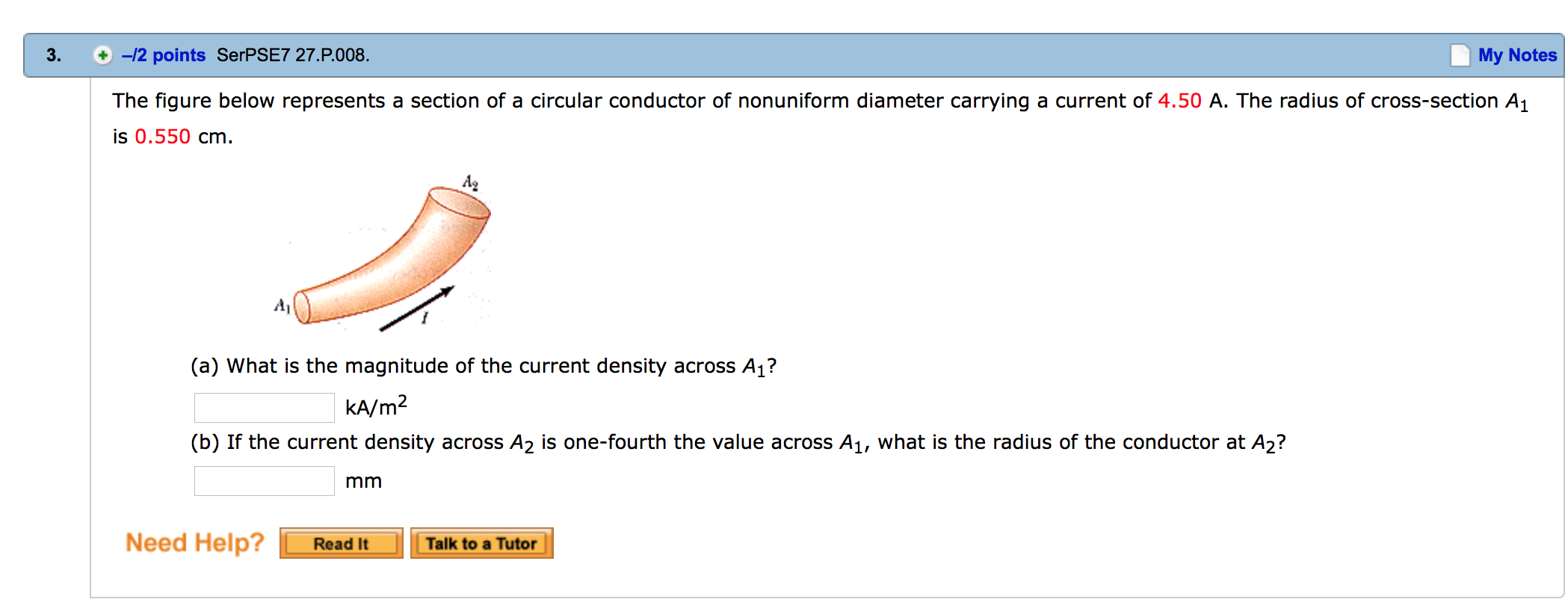 Solved The figure below represents a section of a circular | Chegg.com