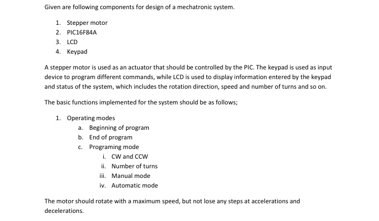 Given are following components for design of a | Chegg.com