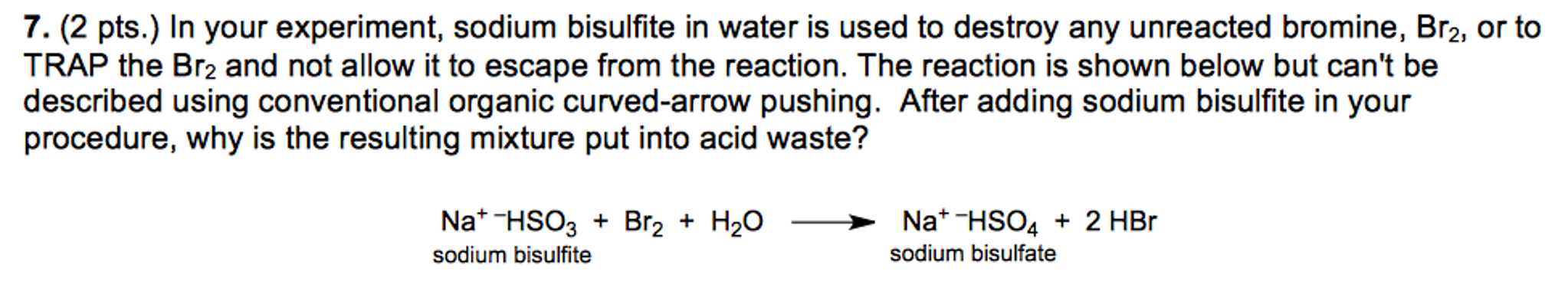 Bromine And Sodium Bisulfite Reaction