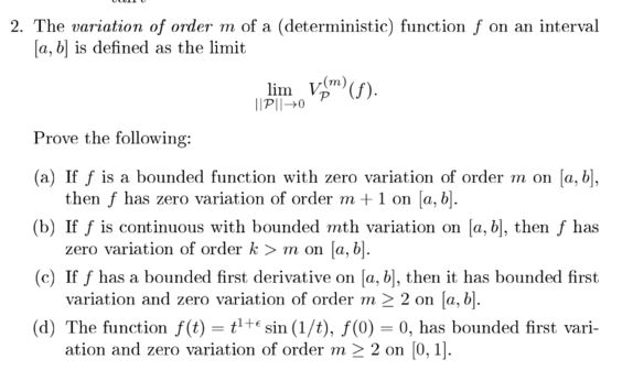 The variation of order m of a (deterministic) | Chegg.com
