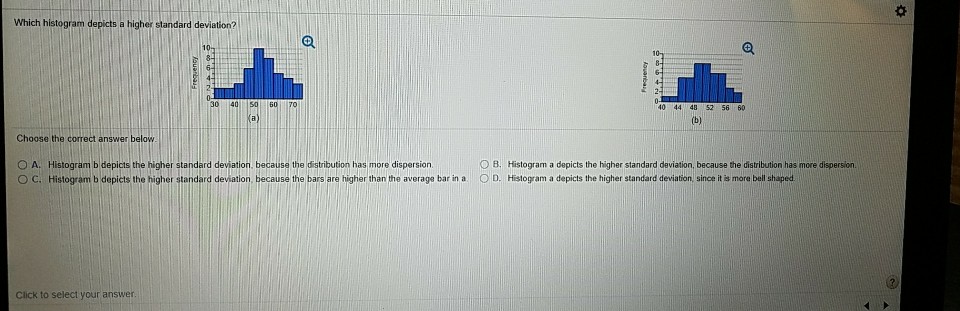 Solved Which histogram depicts a higher standard deviation? | Chegg.com