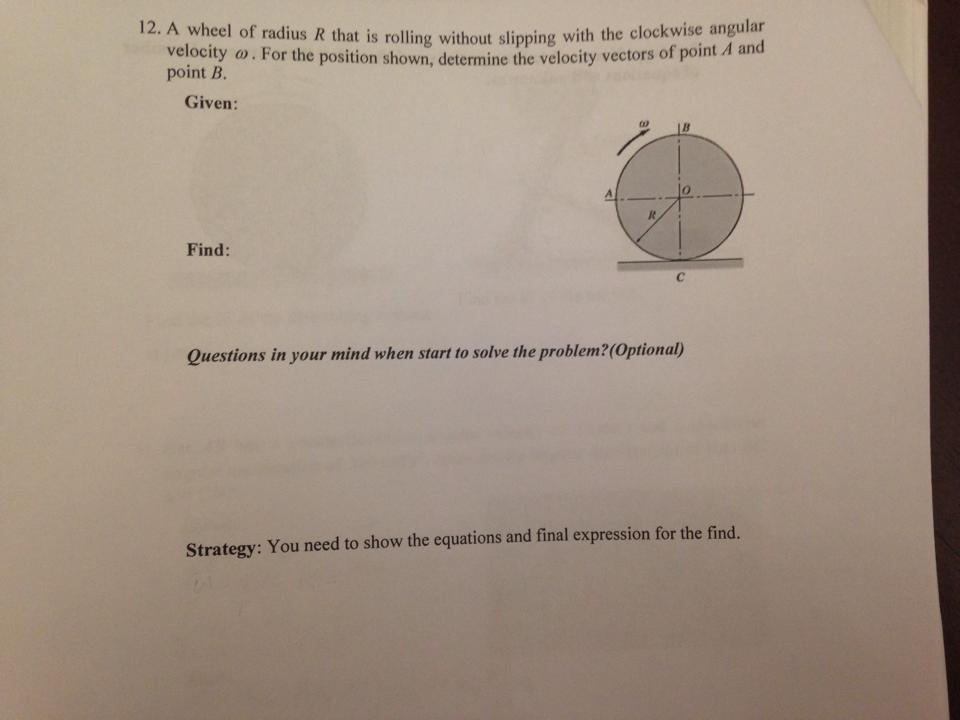 Solved A wheel of radius R that is rolling without slipping | Chegg.com