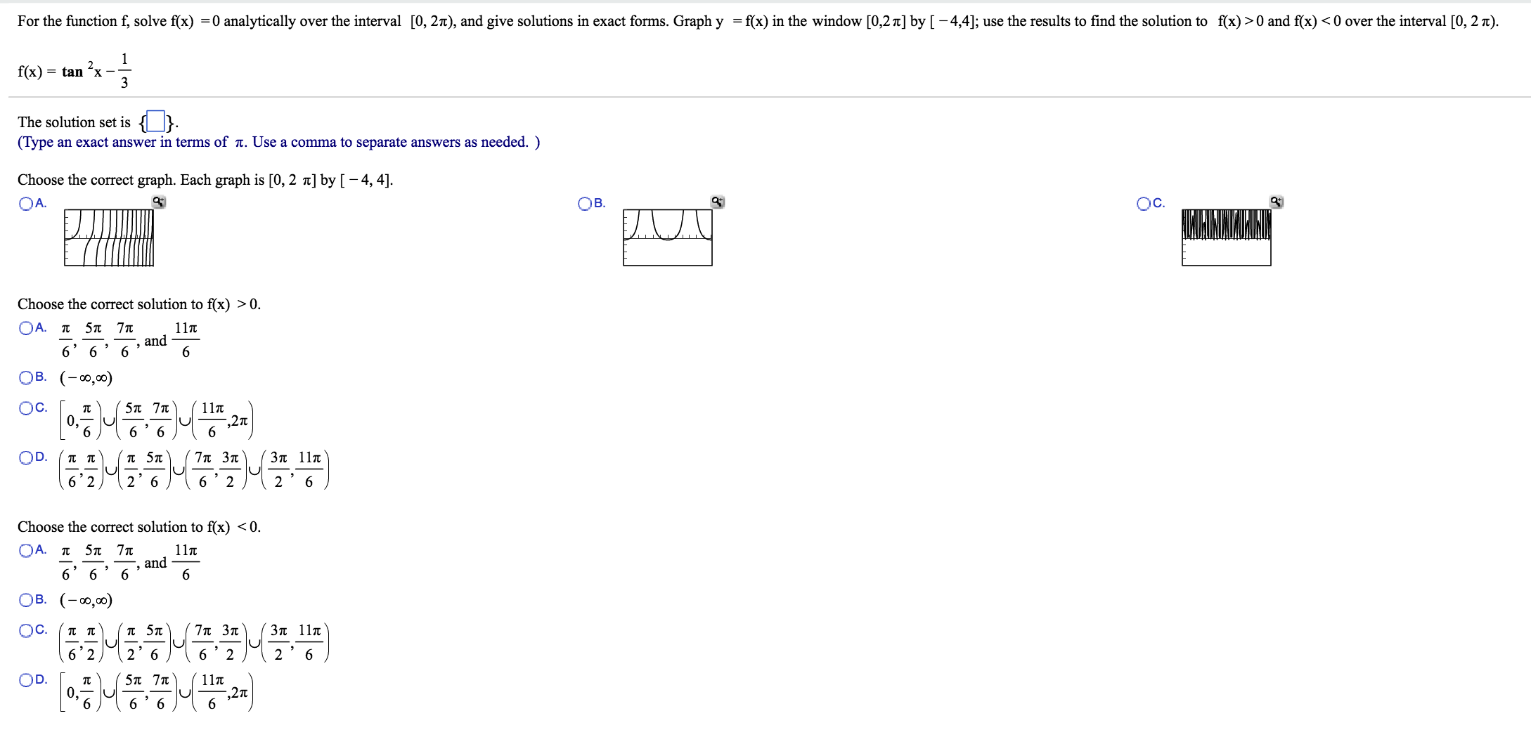 Solved For the function f, solve f = 0 analytically over the | Chegg.com