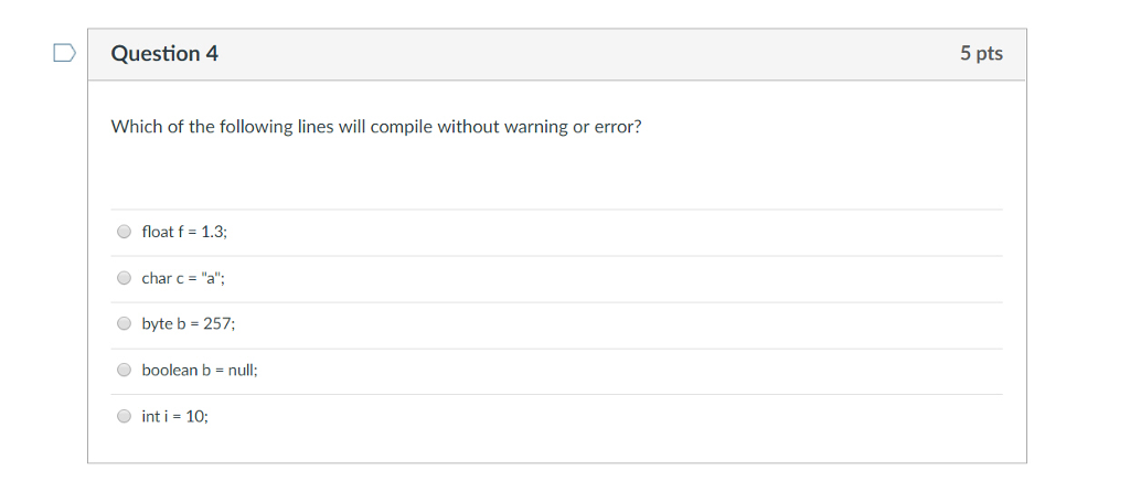 Solved D Question 4 5 pts Which of the following lines will | Chegg.com