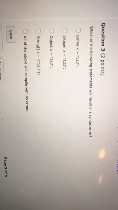 Solved Which of the following statements will result in a | Chegg.com