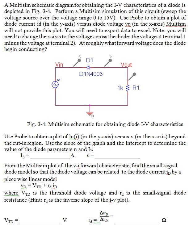 A Multisim schematic diagram for obtaining the I-V | Chegg.com