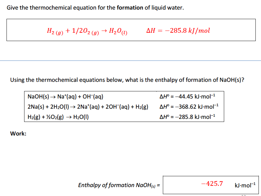 Solved Give the thermochemical equation for the formation of | Chegg.com