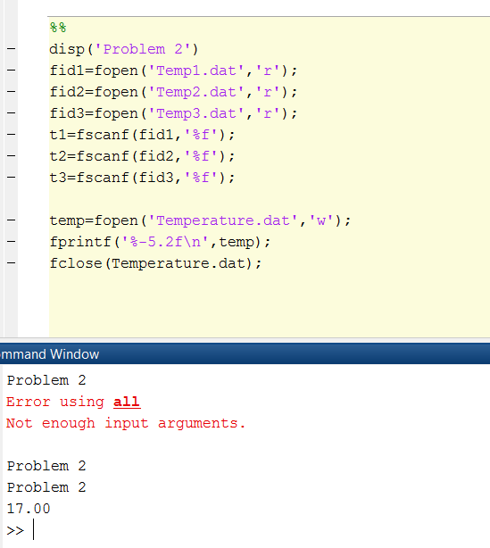 Solved 2. Write a script which will now use the fopen and | Chegg.com