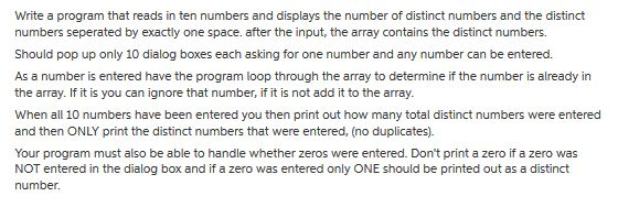 Solved Write a program that reads in ten numbers and | Chegg.com