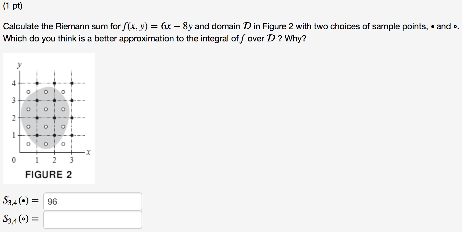 Solved Calculate The Riemann Sum For F x Y 6x 8 And Chegg Solved Calculate The Riemann Sum For F x Y 6x 8 And Chegg
