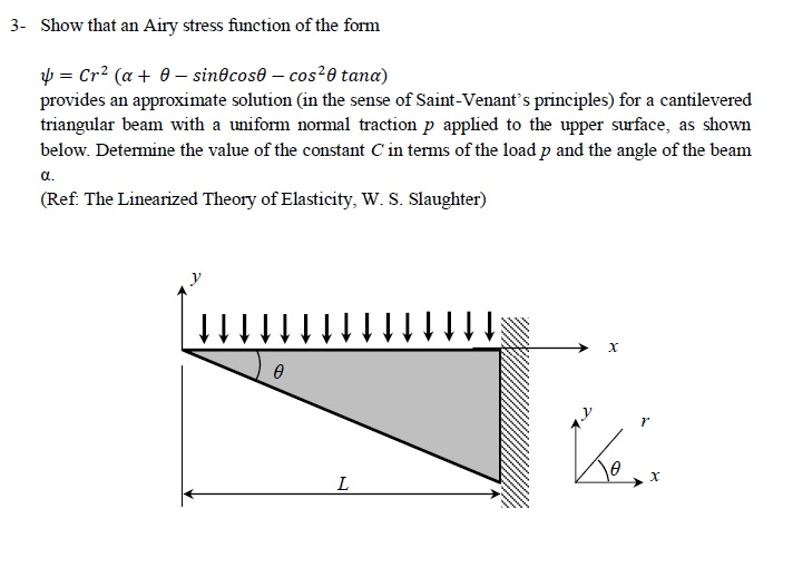 Show That An Airy Stress Function Of The Form | Chegg.com