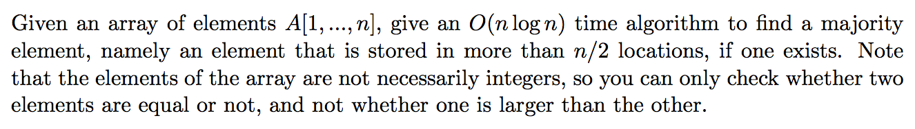 Solved Given an array of elements A[1,...,n], give an | Chegg.com