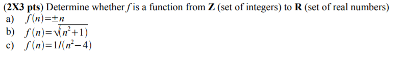 Solved Determine whetherfis a function from Z (set | Chegg.com