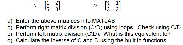 matrix division matlab b