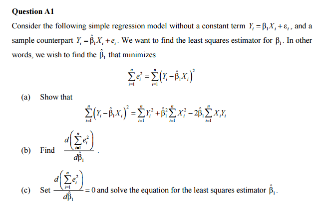 Solved Consider The Following Simple Regression Model | Chegg.com