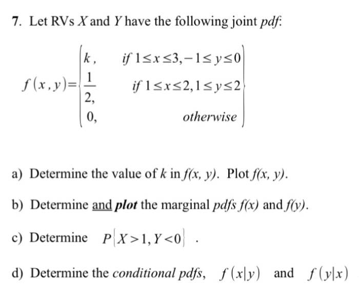 Solved Let RVs X and Y have the following joint pdf: f(x, | Chegg.com