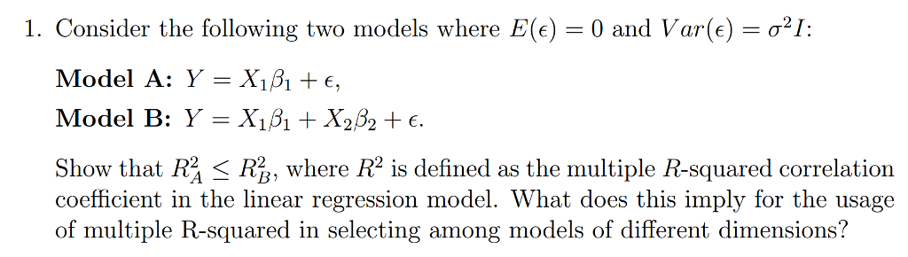 Solved Consider the following two models where E(elementof) | Chegg.com