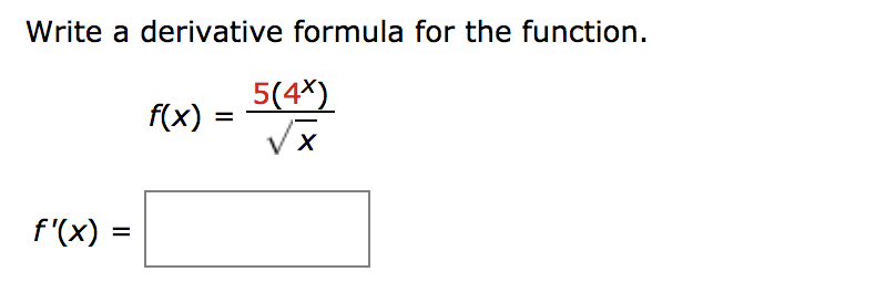 Solved Write A Derivative Formula For The Function 54x Gx 1914