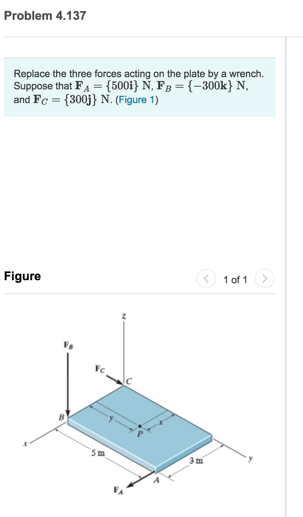 Solved Problem 4.137 Replace the three forces acting on the | Chegg.com