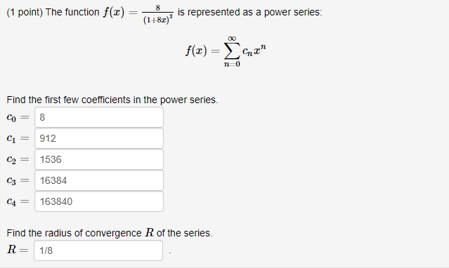 Solved The Function F X 9 18x 2 Is Represented As A Power