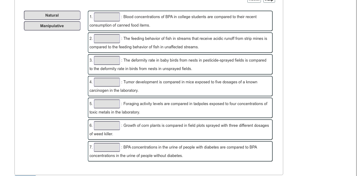 Solved Types of experiments Natural and manipulative