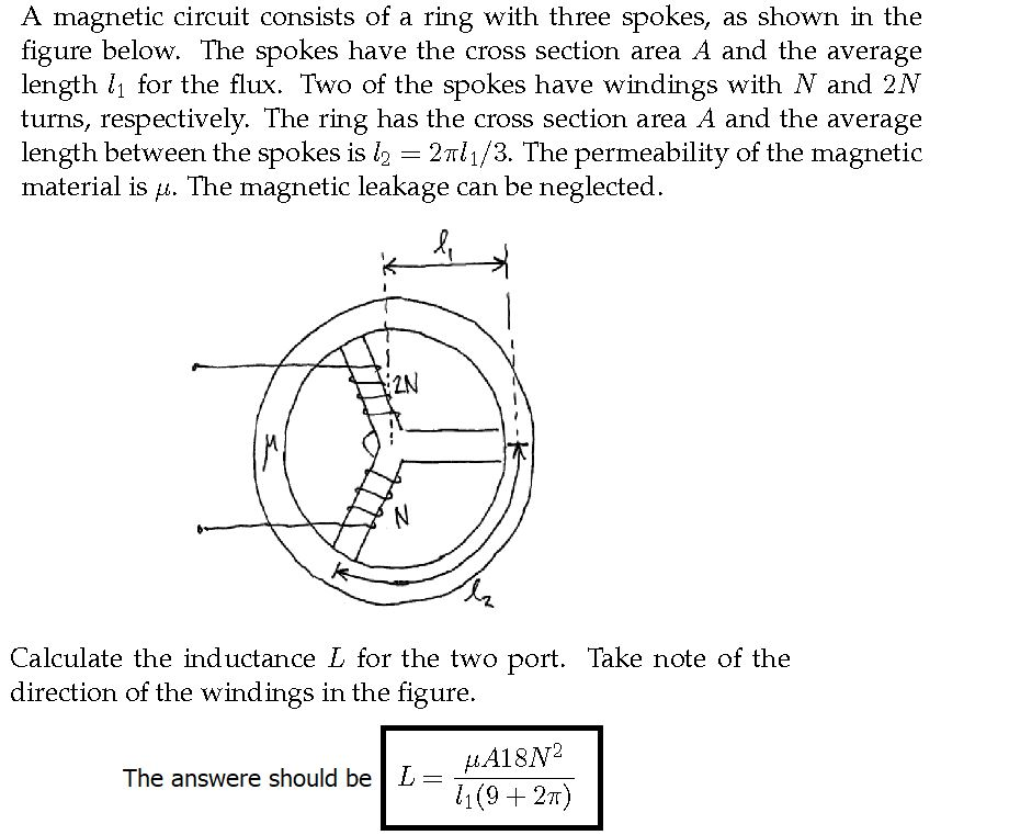 Solved A magnetic circuit consists of a ring with three | Chegg.com