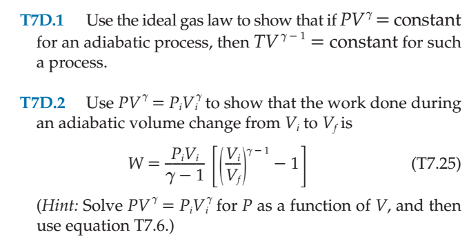 Solved T7D.1 se the ideal gas law to show that if PV | Chegg.com