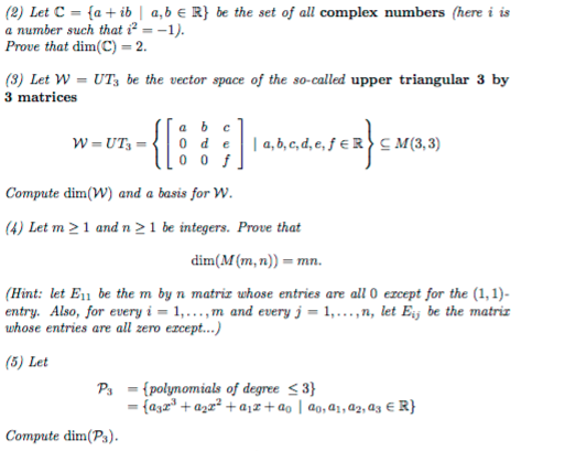 Solved be the set of all complex numbers (here i is (2) Let | Chegg.com