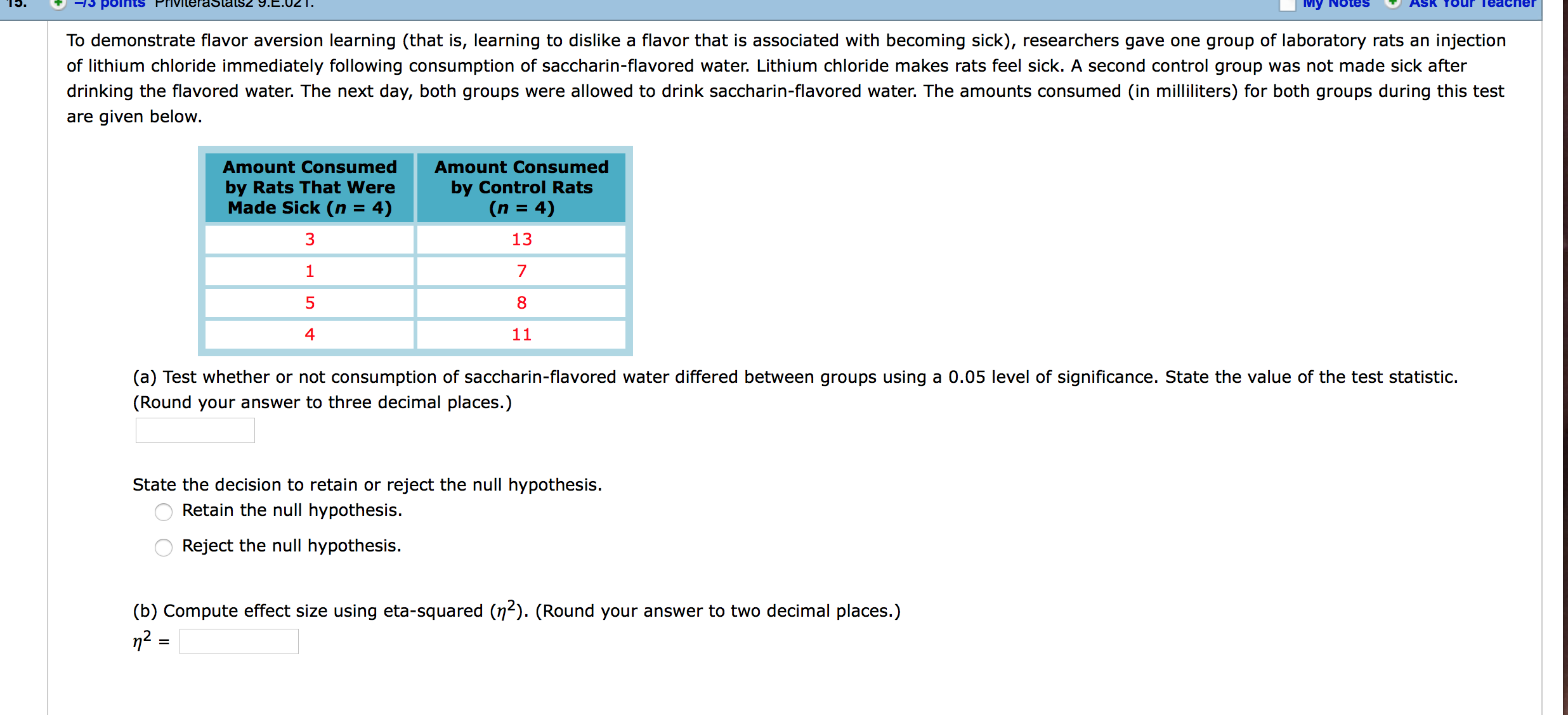 Solved To demonstrate flavor aversion learning (that is, | Chegg.com