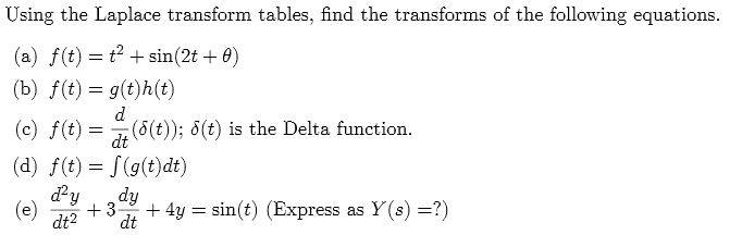 Solved Using the Laplace transform tables, find the | Chegg.com