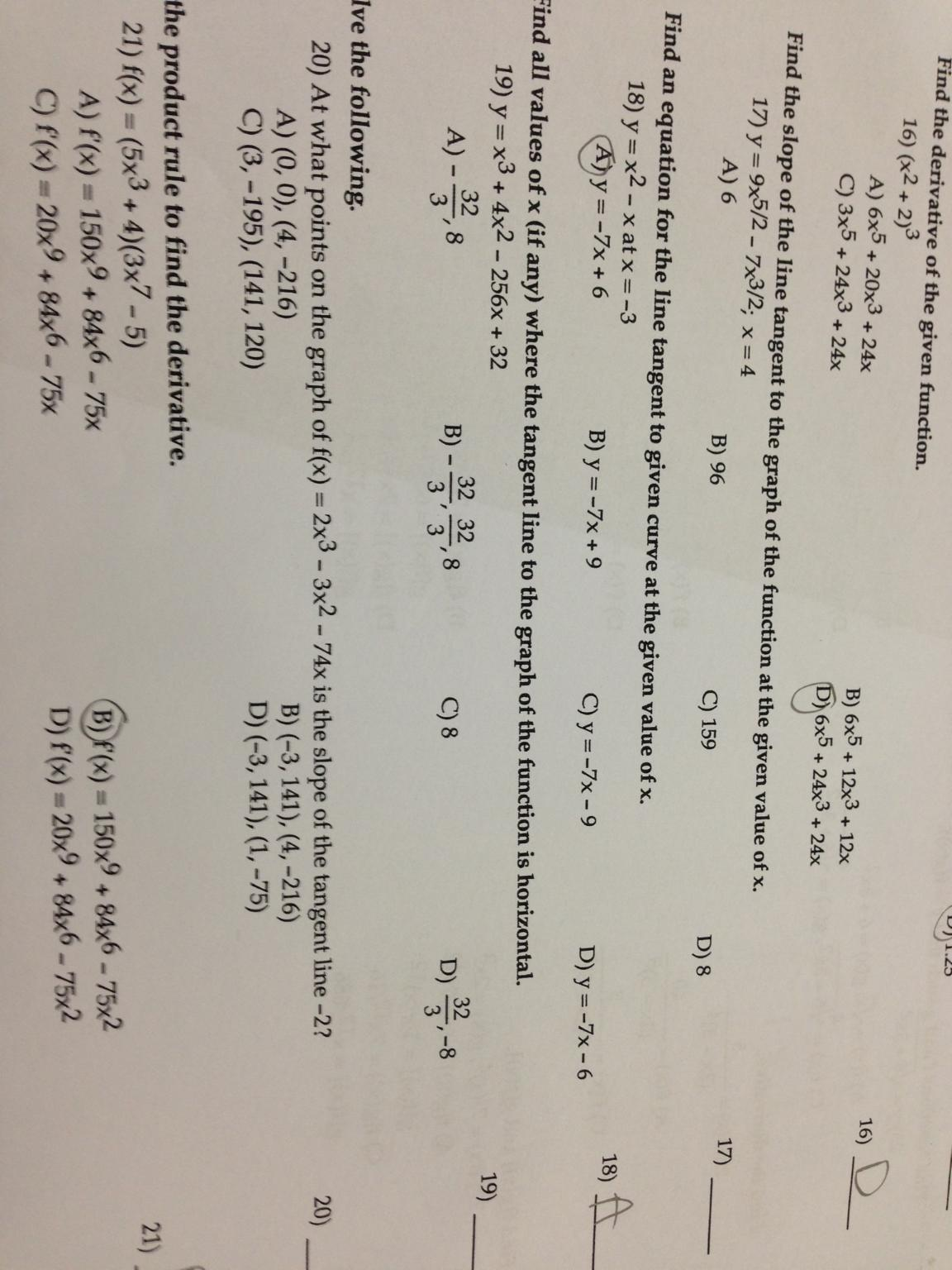 derivative of x 2 3 20 x