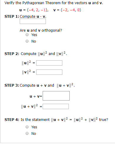 Solved STEP 1: Compute u V Are u and v orthogonal? O Yes O | Chegg.com