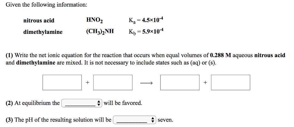 Solved Given the following information nitrous acid HNO2 | Chegg.com