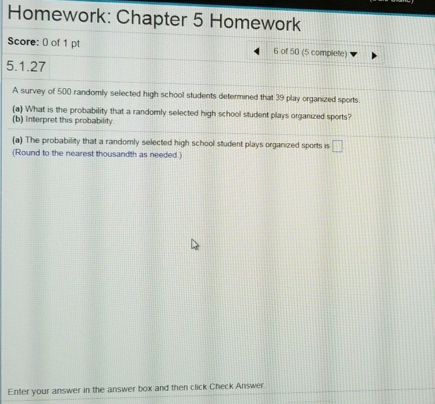 Solved Homework: Chapter 5 Homework Score: 0 Of 1 Pt 5.1.27 | Chegg.com