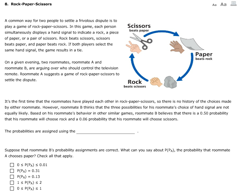 8. Rock-Paper-Scissors Aa Aa A common way for two | Chegg.com
