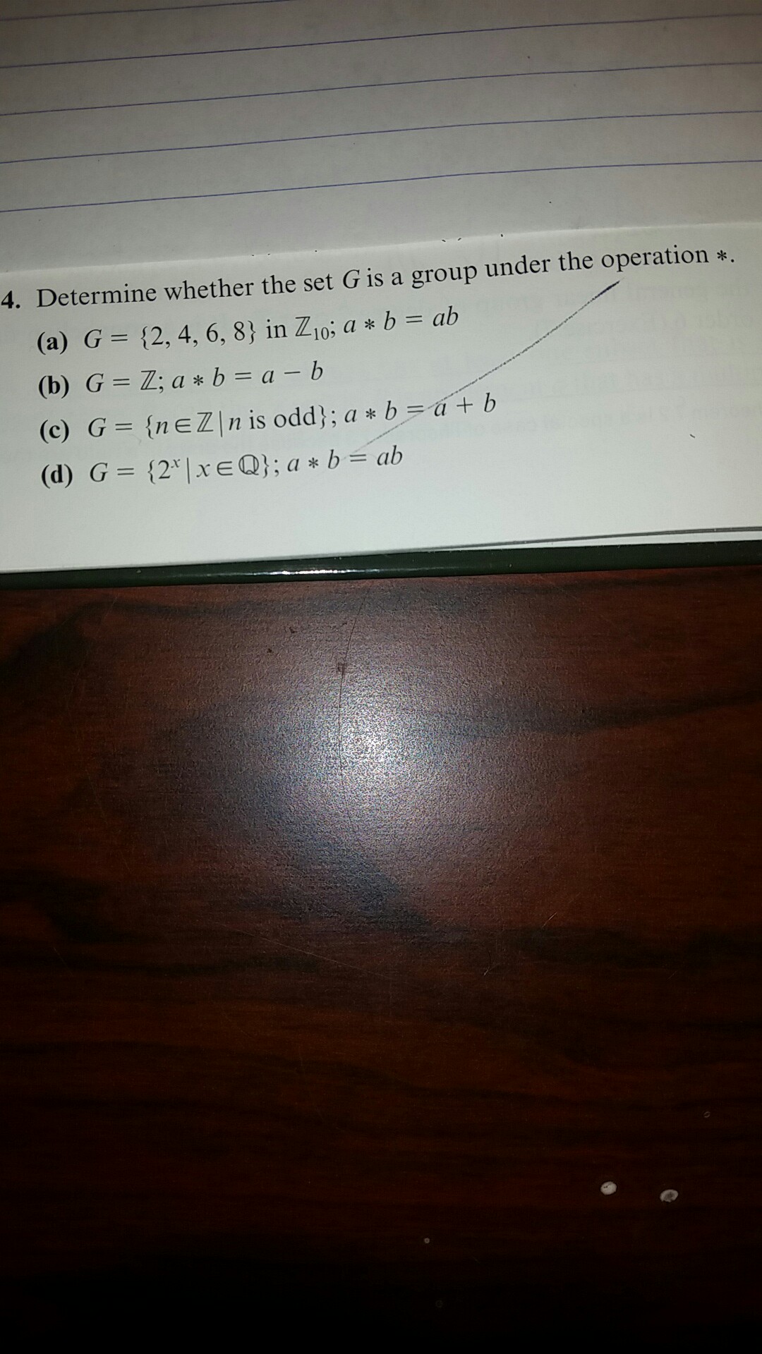Solved 4. Determine whether the set G is a group under the | Chegg.com
