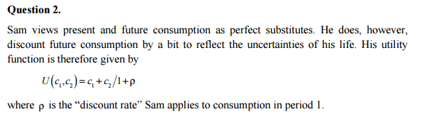 Solved Question 2. Sam views present and future consumption | Chegg.com