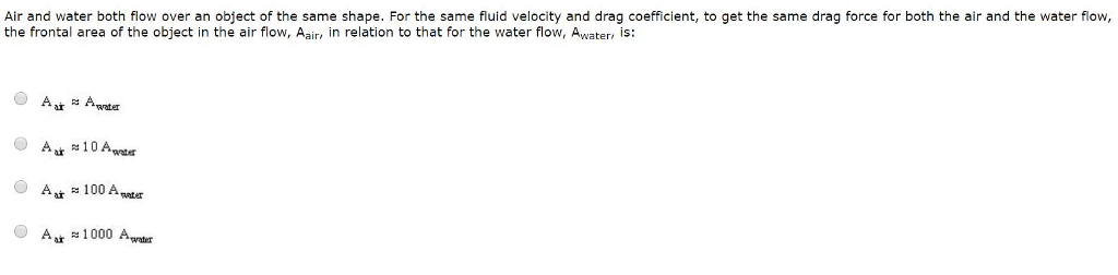 Solved Air and water both flow over an object of the same | Chegg.com