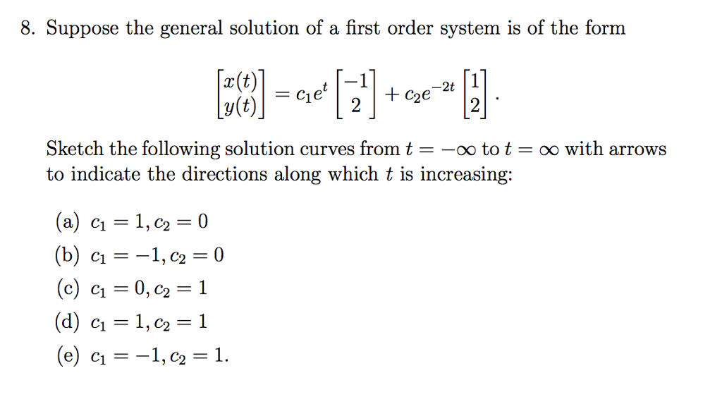 Solved Suppose the general solution of a first order system | Chegg.com