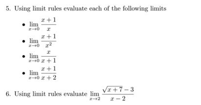 Solved Using limit rules evaluate each of the following | Chegg.com