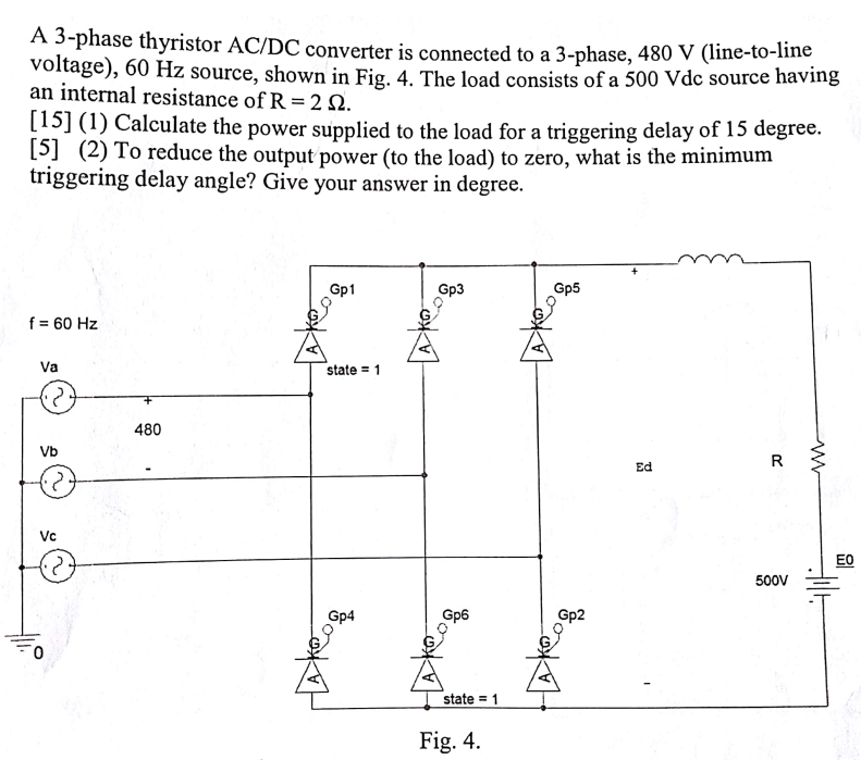 Solved A 3phase thyristor AC/DC converter is connected to a