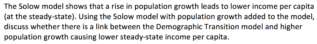 Solved The Solow model shows that a rise in population | Chegg.com
